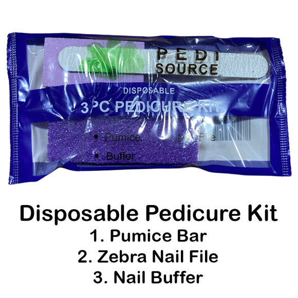 Disposable Pedicure Kit - Pumice, Zebra Nail File & Slim Buffer - 200 Kits