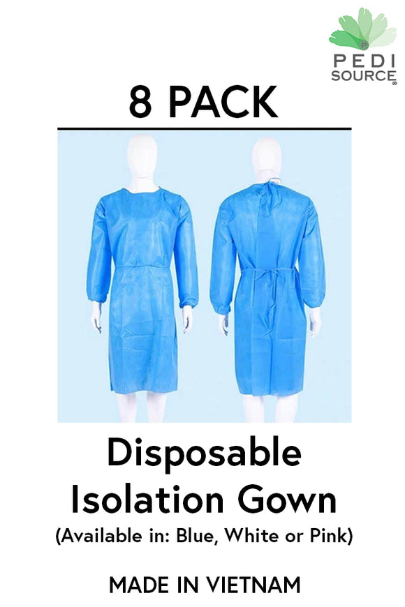 Disposable Isolation Gown - 8 Pack